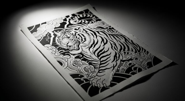 30 Elegant Blackwork Japanese Tiger Tattoos You’ll Want to Try