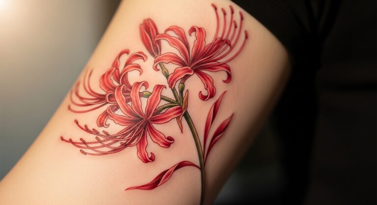 25 Classic Elegant Red Spider Lily Tattoos You’ll Want to Try