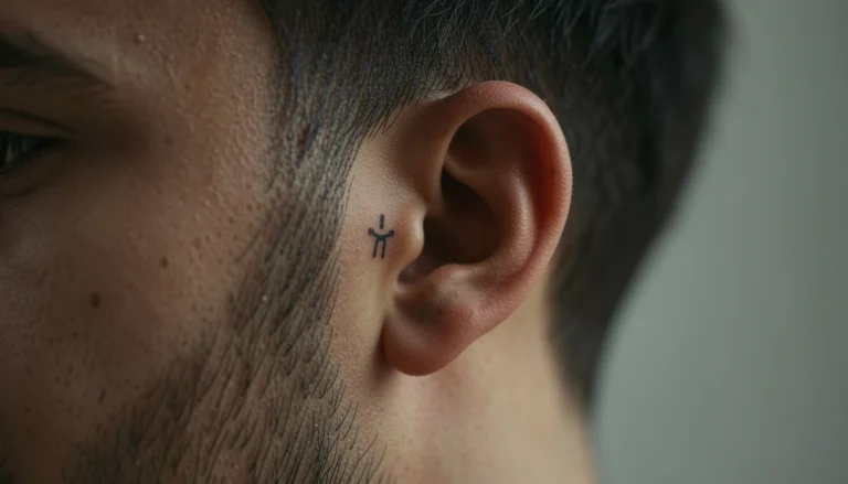 35 Lovely Minimalist Behind Ear Tattoos Made for Bold Men