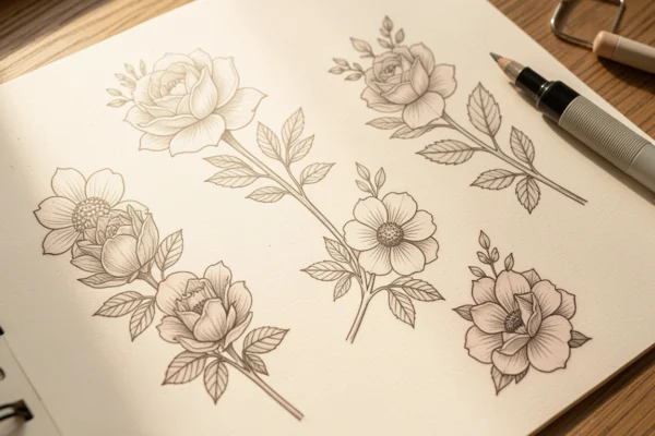 35 Fresh Floral Easy Tattoos to Draw Worth Stealing