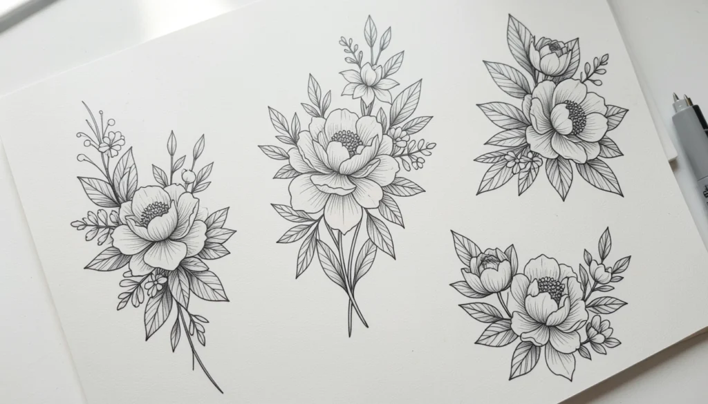 Delicate Black Ink Tattoo Aesthetic