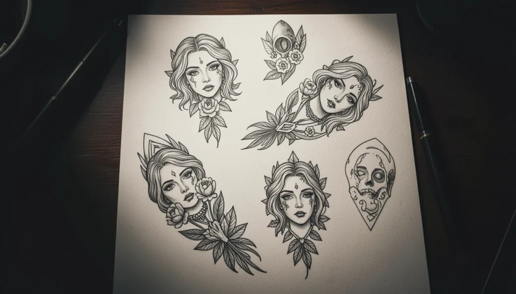 Minimalist Dark Feminine Tattoos Ideas