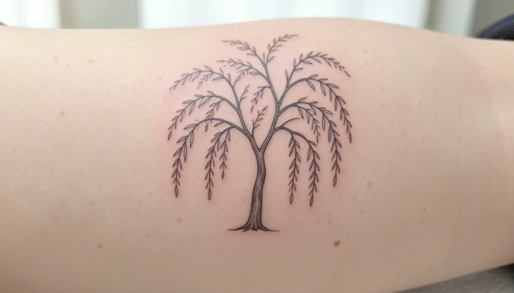 Minimalist Willow Tree Tattoo Designs