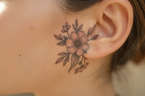 31 Minimalist Floral Behind Ear Tattoos Every Woman Will Love