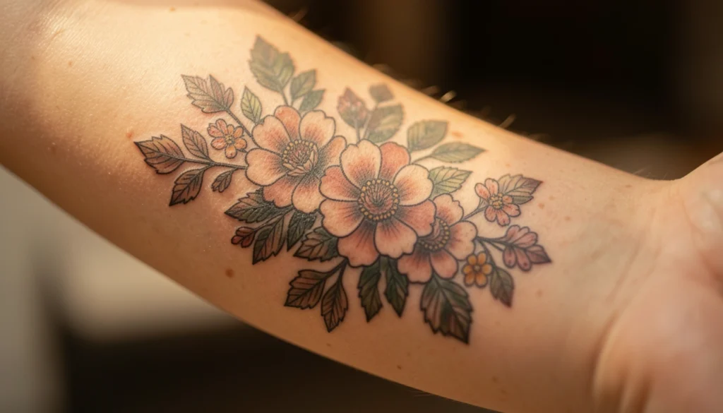 Floral Top Forearm Tattoos Women
